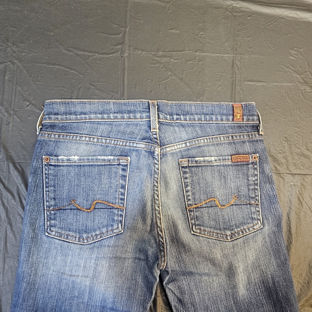 7 For All Mankind Dark Blue Boot Cut Jeans - Picture 4 of 14